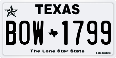 TX license plate BOW1799