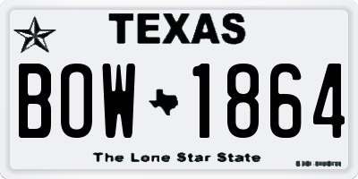 TX license plate BOW1864