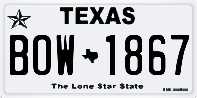 TX license plate BOW1867