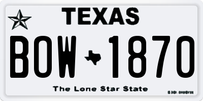 TX license plate BOW1870