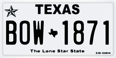 TX license plate BOW1871