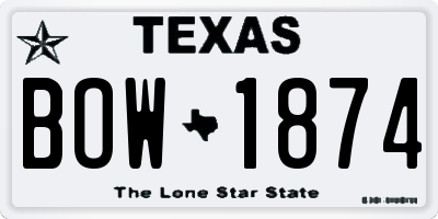 TX license plate BOW1874