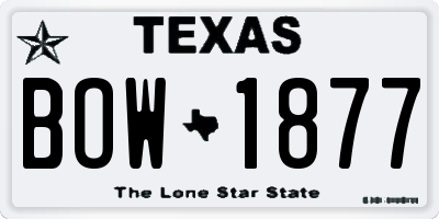 TX license plate BOW1877