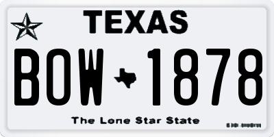 TX license plate BOW1878