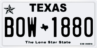 TX license plate BOW1880