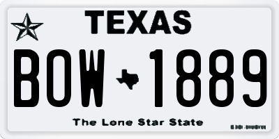 TX license plate BOW1889
