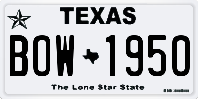TX license plate BOW1950