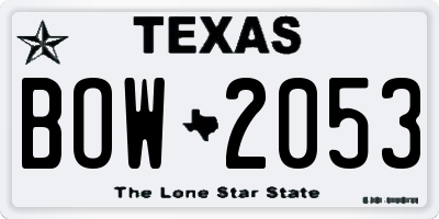 TX license plate BOW2053