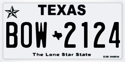 TX license plate BOW2124