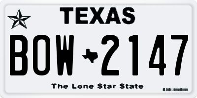 TX license plate BOW2147