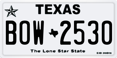 TX license plate BOW2530
