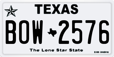 TX license plate BOW2576