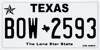 TX license plate BOW2593