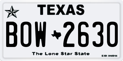 TX license plate BOW2630
