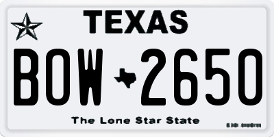TX license plate BOW2650