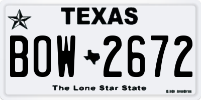 TX license plate BOW2672