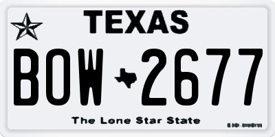 TX license plate BOW2677