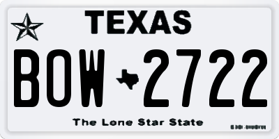 TX license plate BOW2722