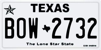 TX license plate BOW2732