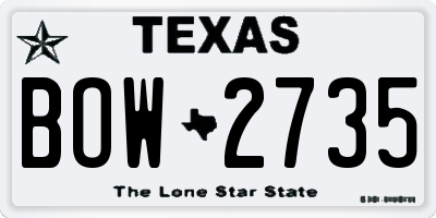 TX license plate BOW2735
