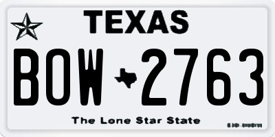TX license plate BOW2763