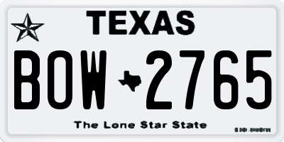 TX license plate BOW2765