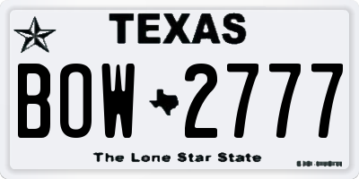 TX license plate BOW2777