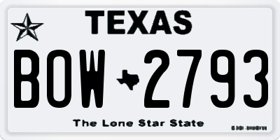 TX license plate BOW2793