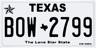 TX license plate BOW2799