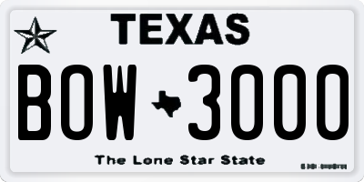 TX license plate BOW3000