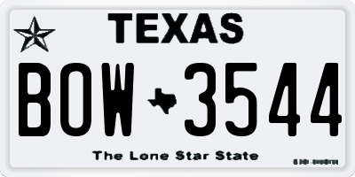 TX license plate BOW3544
