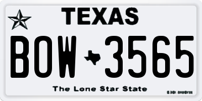 TX license plate BOW3565