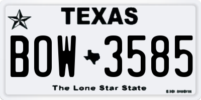 TX license plate BOW3585