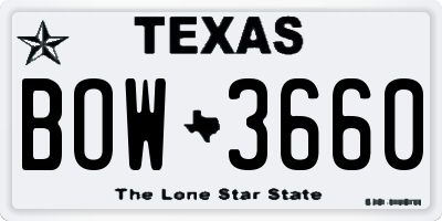 TX license plate BOW3660