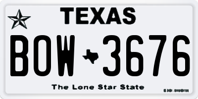 TX license plate BOW3676