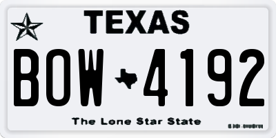 TX license plate BOW4192