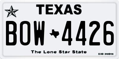 TX license plate BOW4426