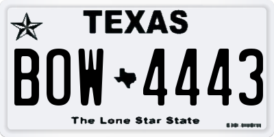 TX license plate BOW4443
