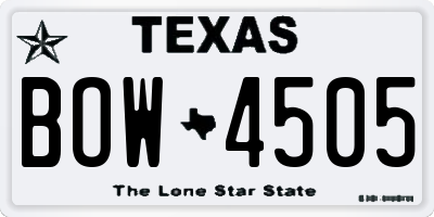 TX license plate BOW4505