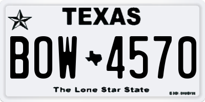 TX license plate BOW4570