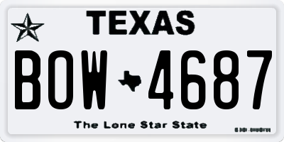 TX license plate BOW4687