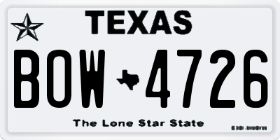 TX license plate BOW4726
