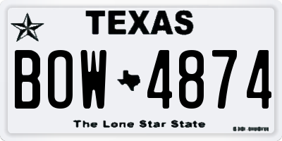 TX license plate BOW4874