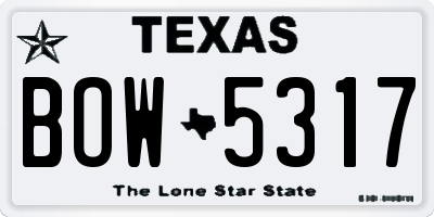 TX license plate BOW5317