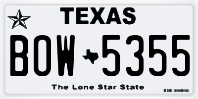TX license plate BOW5355