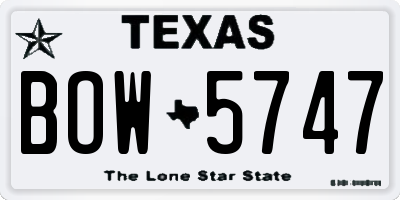 TX license plate BOW5747