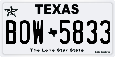 TX license plate BOW5833
