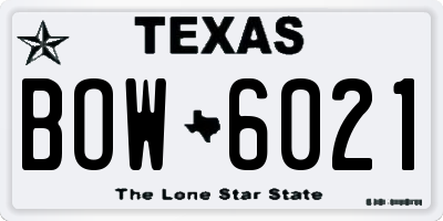 TX license plate BOW6021