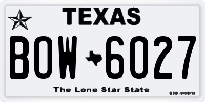 TX license plate BOW6027