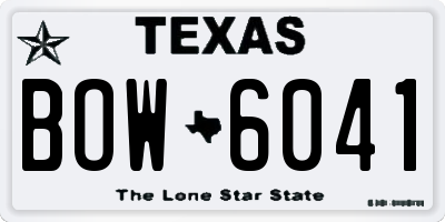TX license plate BOW6041
